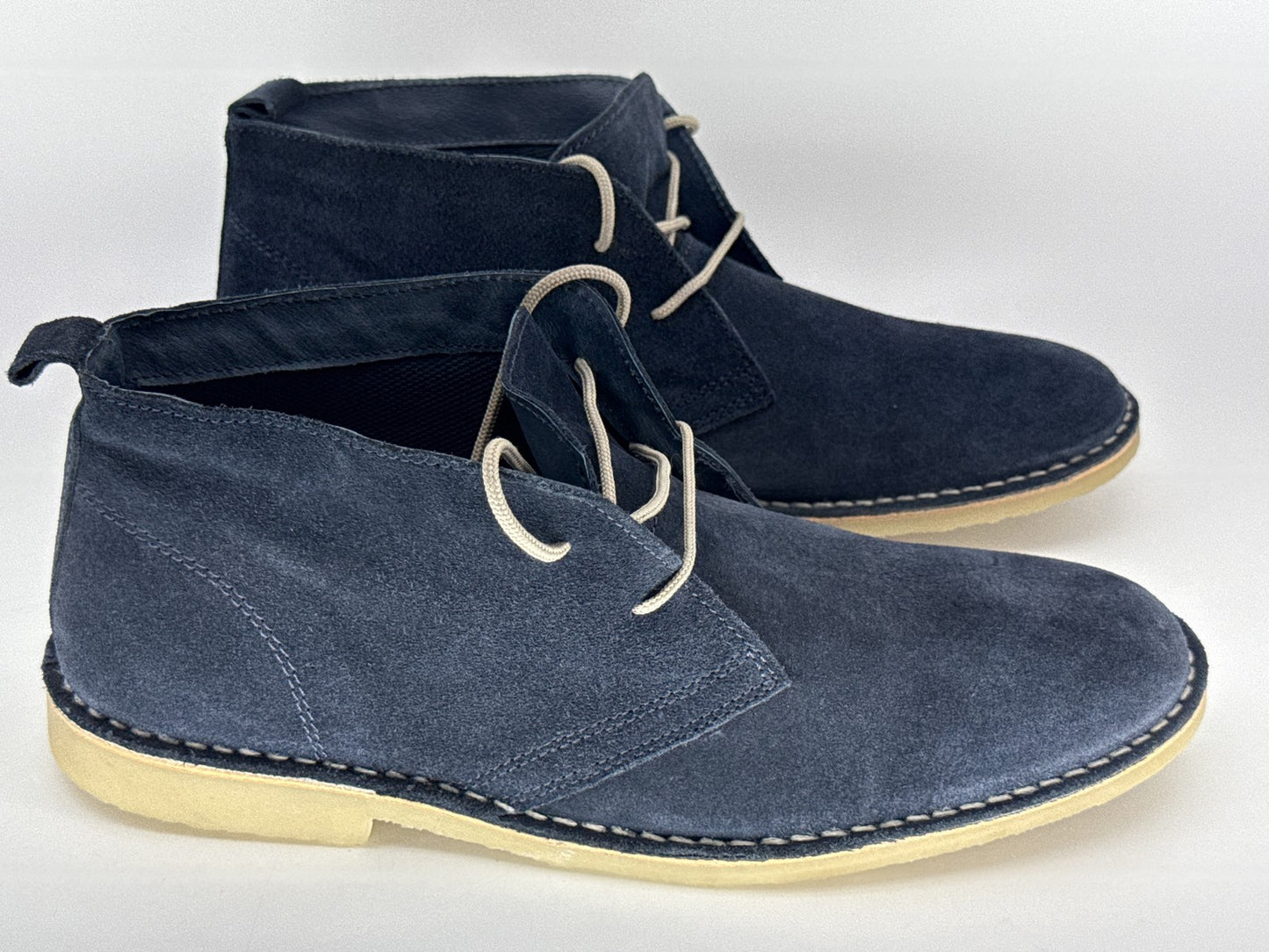 Kurt Geiger Chukka Boots Mens 45 Navy Suede Lace Up Ankle Dress Stylish Genuine