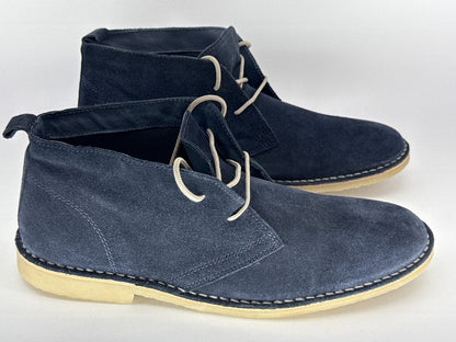 Kurt Geiger Chukka Boots Mens 45 Navy Suede Lace Up Ankle Dress Stylish Genuine