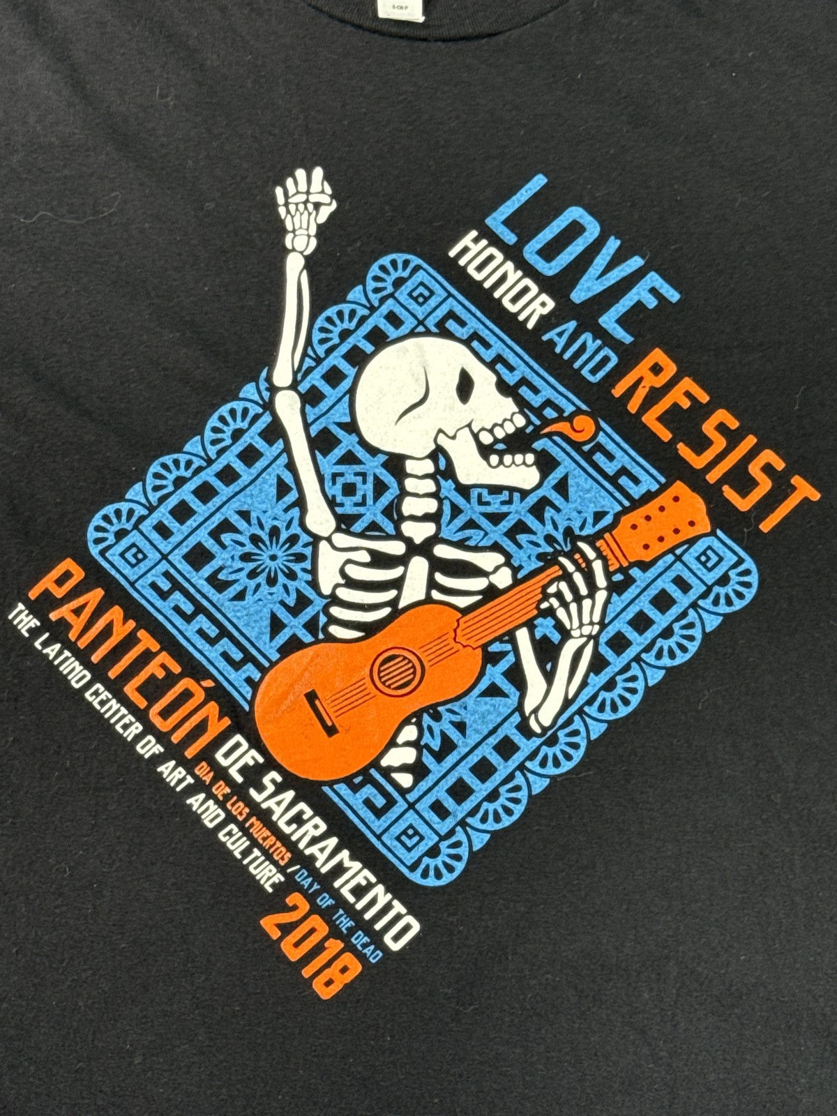 Alstyle Skeleton Day Dead Graphic Tee S Black 100% Cotton Crewneck Short Sleeve