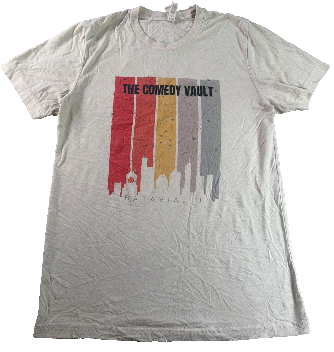 Bella Canvas Comedy Vault Batavia IL Skyline Graphic Tee Unisex Medium Cream