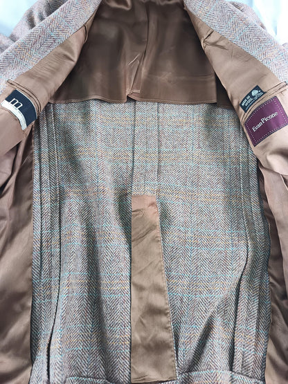 Vintage Evan-Picone Blazer Mens Large Brown Herringbone Wool Tweed Sport Coat