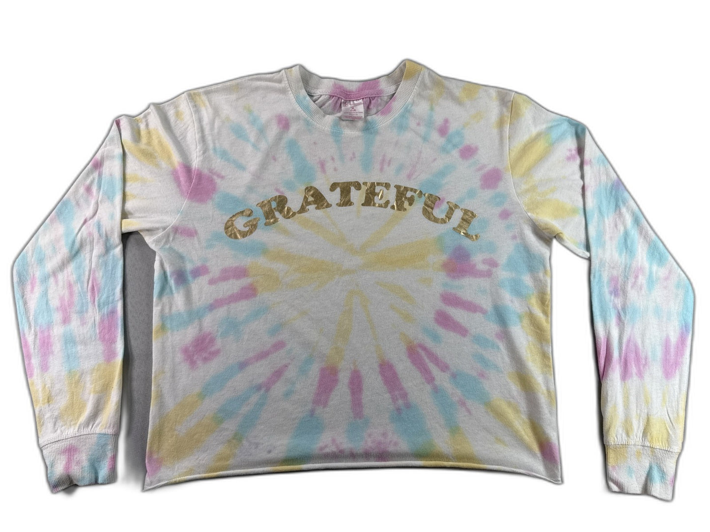 NO BOUNDARIES Grateful Long Sleeve Shirt M (7 9) Pastel Cotton All Over Print