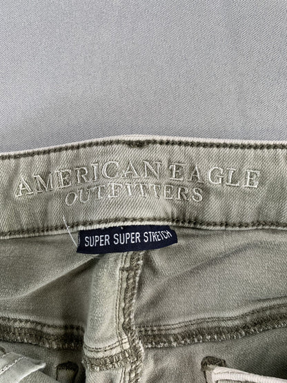 American Eagle Shorts Womens 4 Green Super Super Stretch Distressed Denim Cutoff