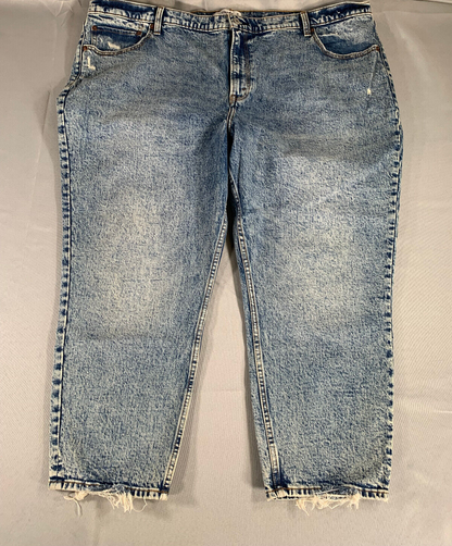 Abercrombie Mom Jeans 36 22S High Rise Distressed Light Wash Raw Hem 90s Fit Red