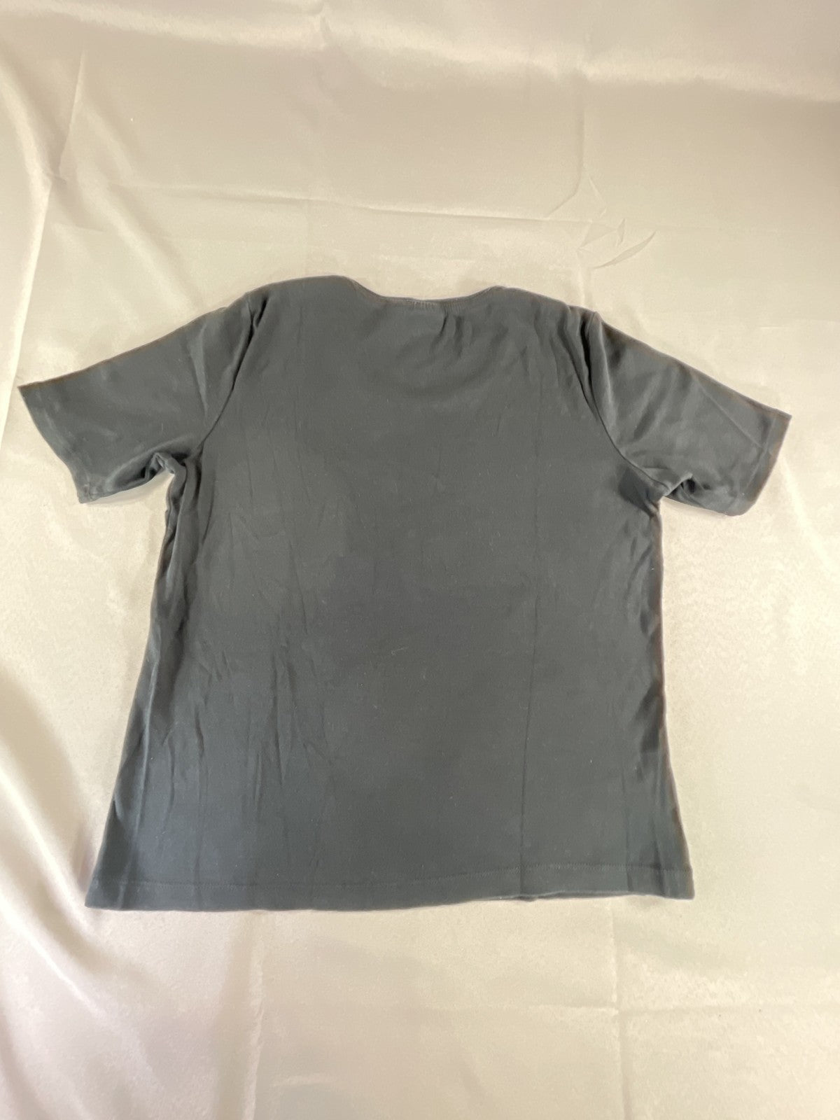 Chicos Shirt Womens 2 Black Short Sleeve Scoop Neck Basic Top Tee Cotton Casual