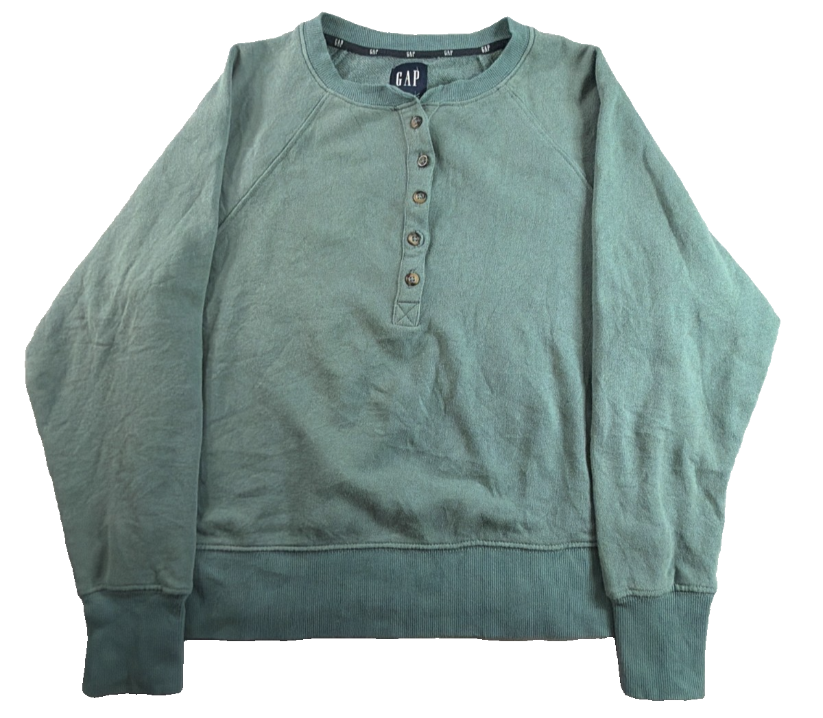 Gap Mint Green Henley Sweatshirt Womens Small Pullover Long Sleeve Casual Top