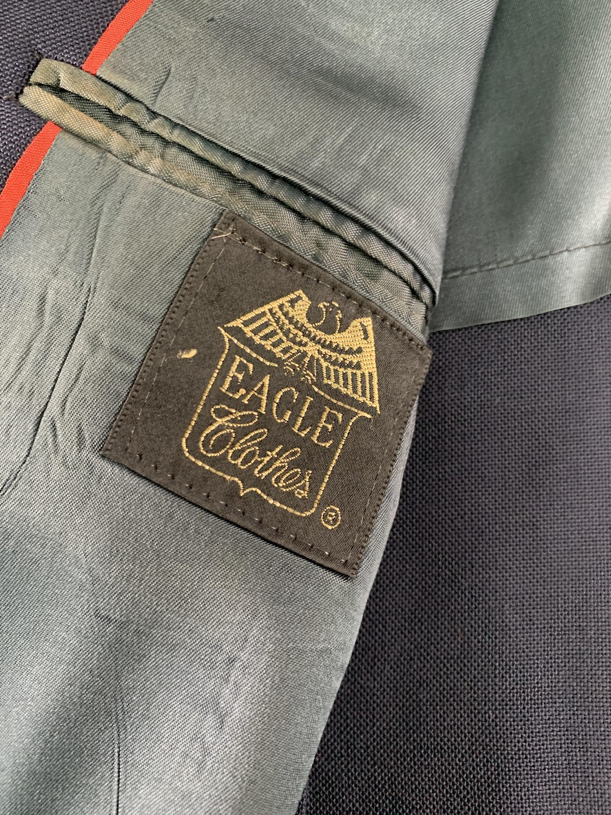 Vintage Eagle Clothes Blazer Mens Large Navy Blue Gold Button Sport Coat Lined