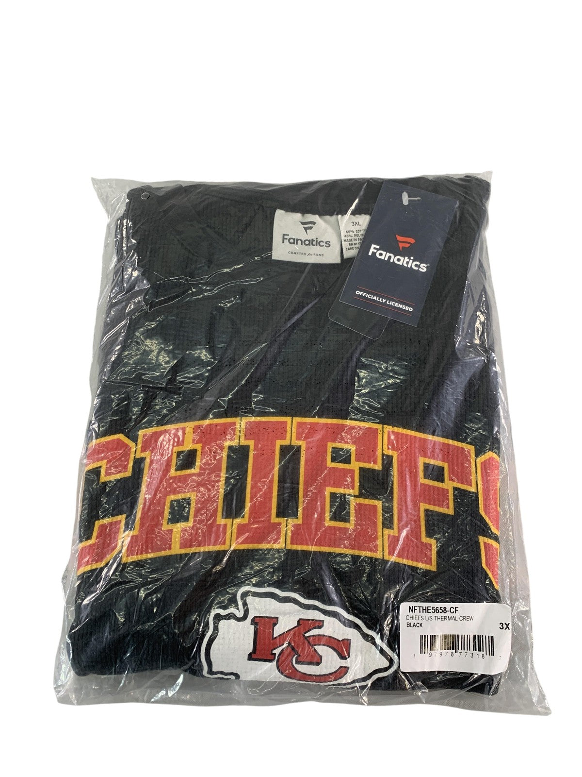 Kansas City Chiefs Shirt Mens 3XL Black NFL Football Fanatics Thermal Unbranded
