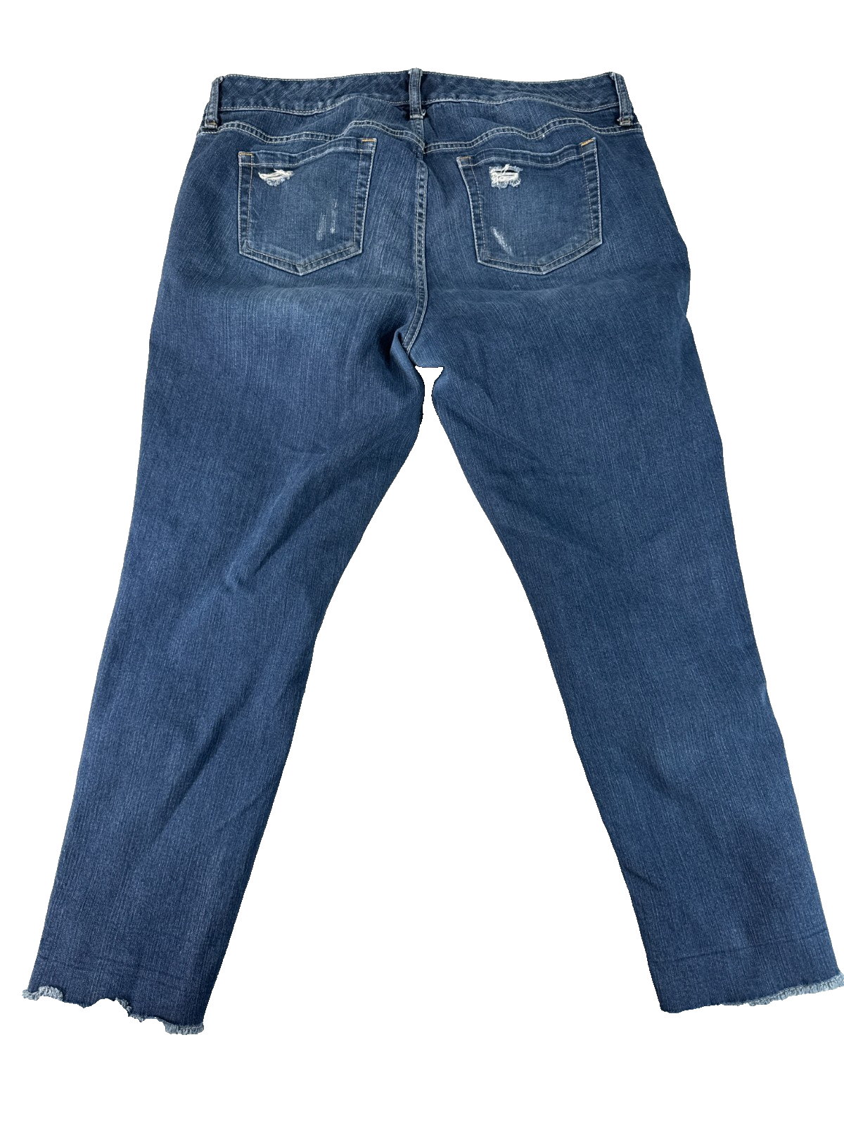 Torrid Boyfriend Distressed Jeans Womens 12 Crop Raw Hem Stretch Denim Blue