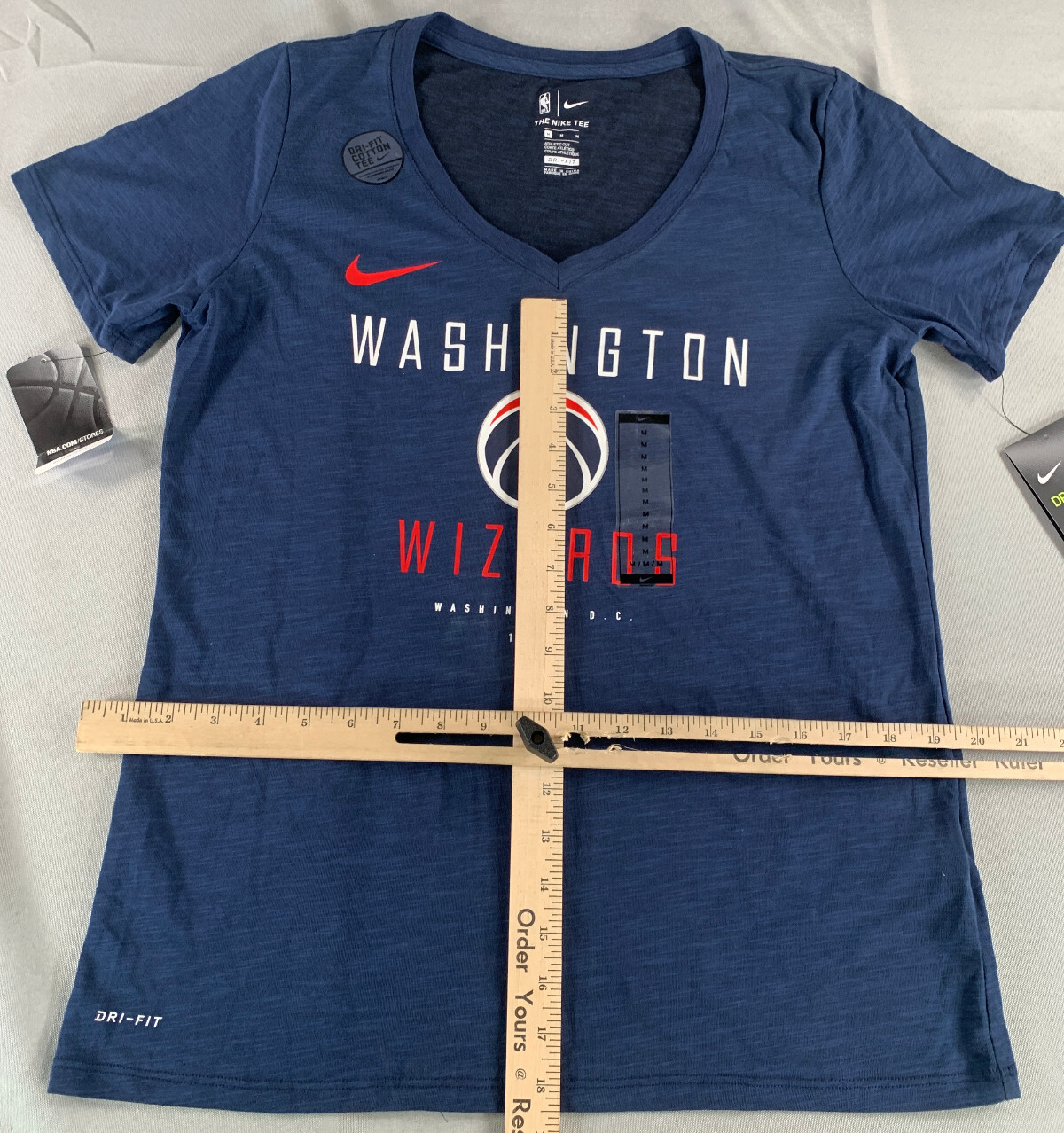 Nike Dri-Fit Washington Wizards 1963 Tee Blue V-Neck Womens M NBA Athletic NWT