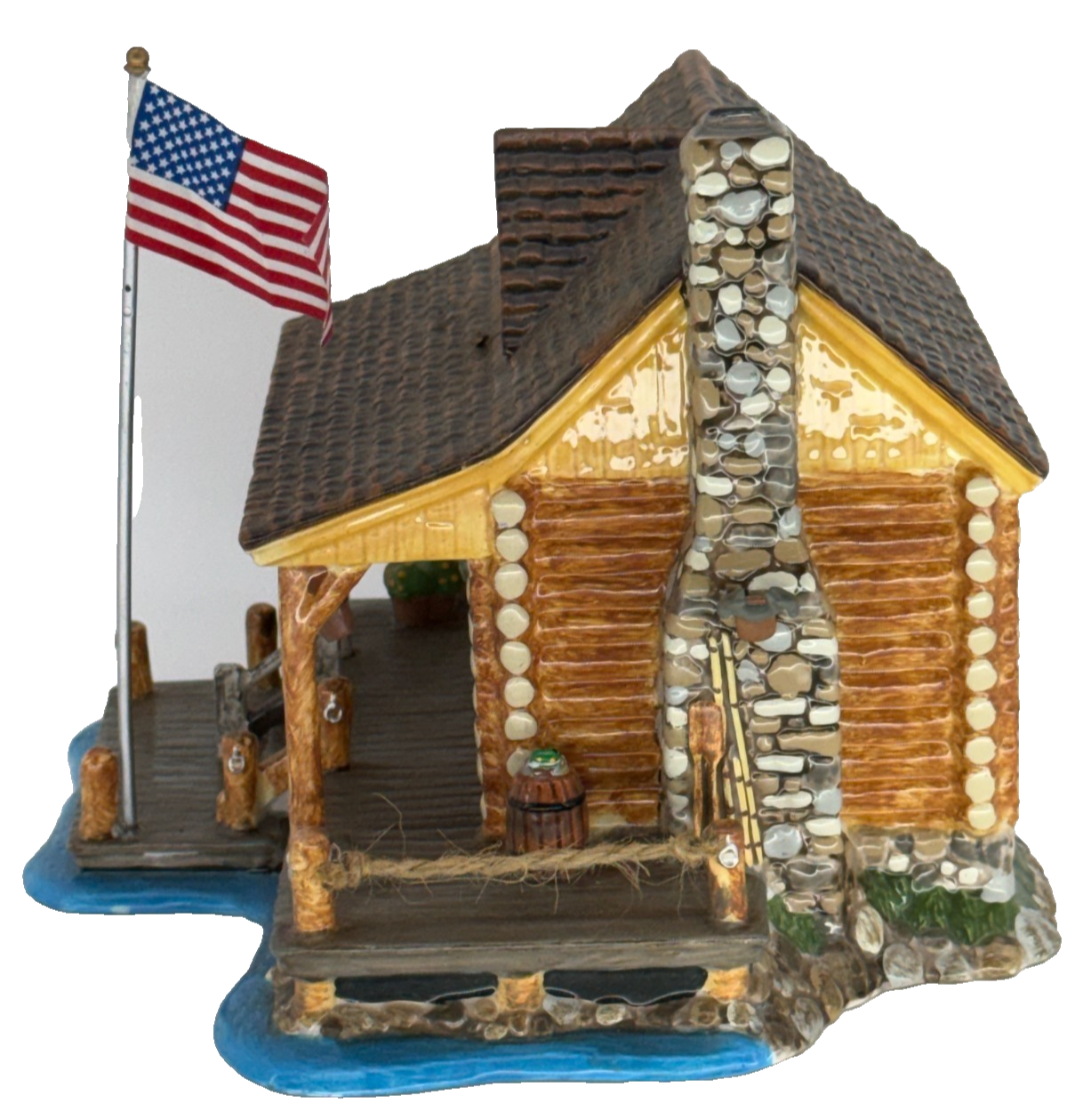 Department 56 Snow Village Grandpap's Cabin 55369 Lighted Log Cabin 2004 Retd