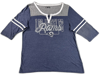NFL Team Apparel Los Angeles Rams Neck Tee 2XL Blue Graphic Logo Polyester Women
