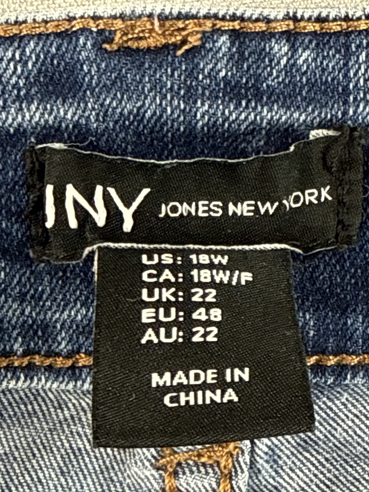 Jones New York Womens 18W High Rise Wide Leg Raw Hem Stretch Jeans Medium Wash
