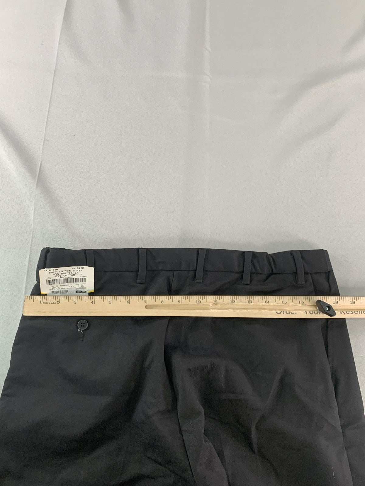 Edwards Chino Pants Mens 36 Black Flat Front Poly Cotton Uniform Work Unbranded
