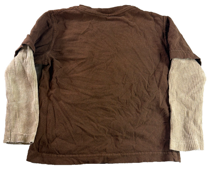 SpongeBob Boys 4/5 Brown Long Sleeve Layered Thermal Shirt Nickelodeon 2010
