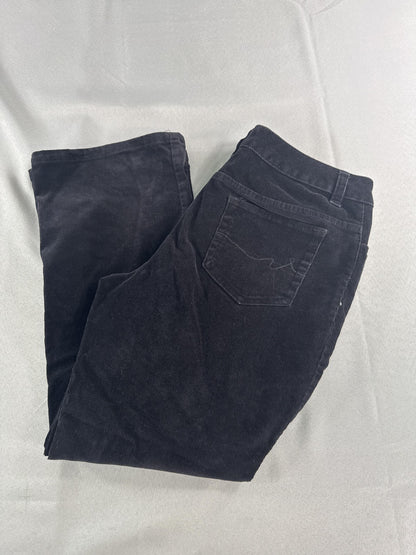 St Johns Bay Pants Womens 10 Petite Black Corduroy Stretch Flare Pockets Casual