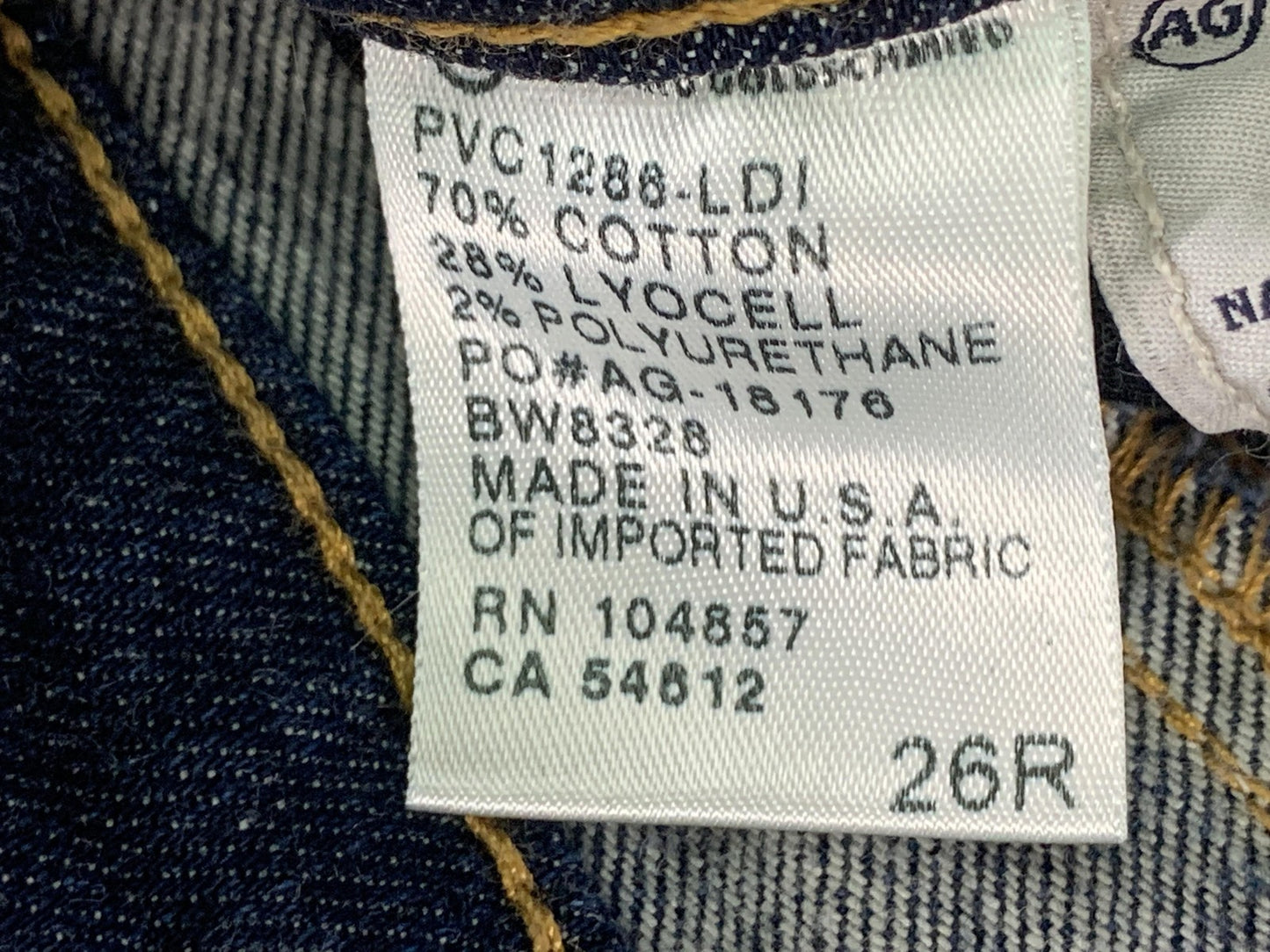AG Adriano Goldschmied Stevie Slim Straight Jeans Womens 26R Blue Denim USA on