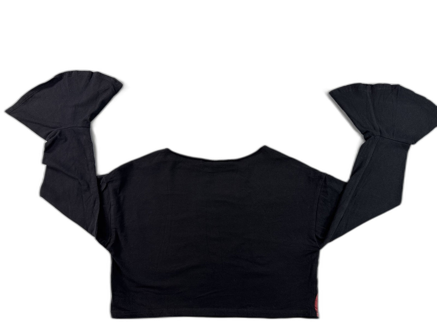 Burning Flame Bell Sleeve Top Black Red Yellow Graphic Off Shoulder