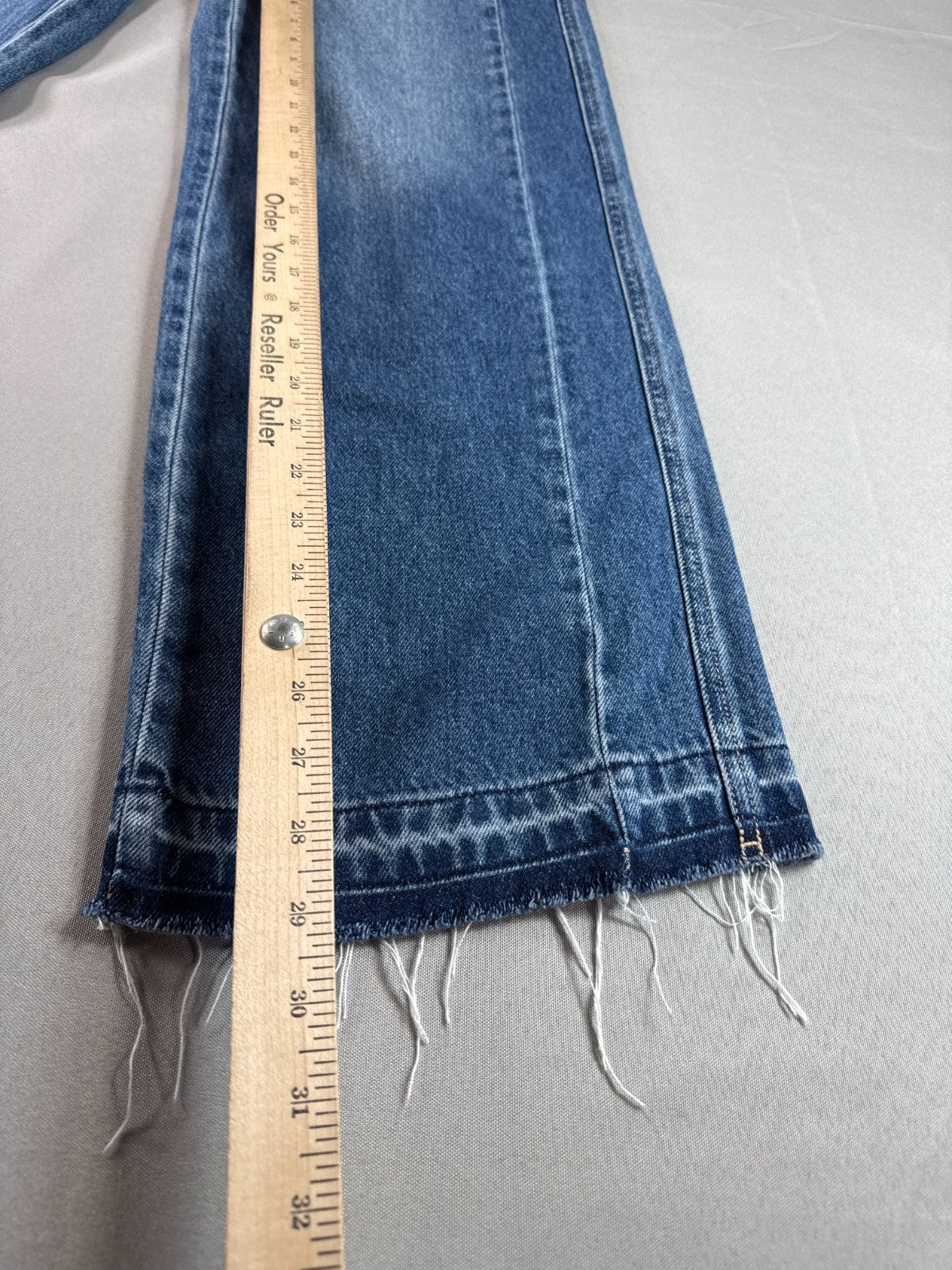 High Waist Wide Leg Jeans Womens S Baggy Frayed Hem Medium Wash Blue Denim SEMIR