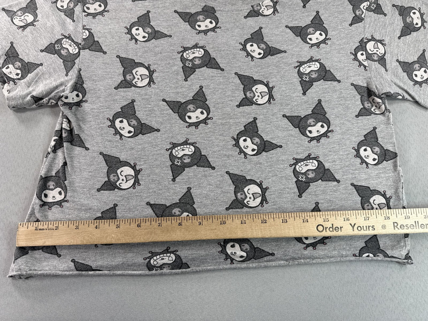 Hybrid Apparel Kuromi Anime Graphic Tee S Gray Cotton Blend Short Sleeve Mens