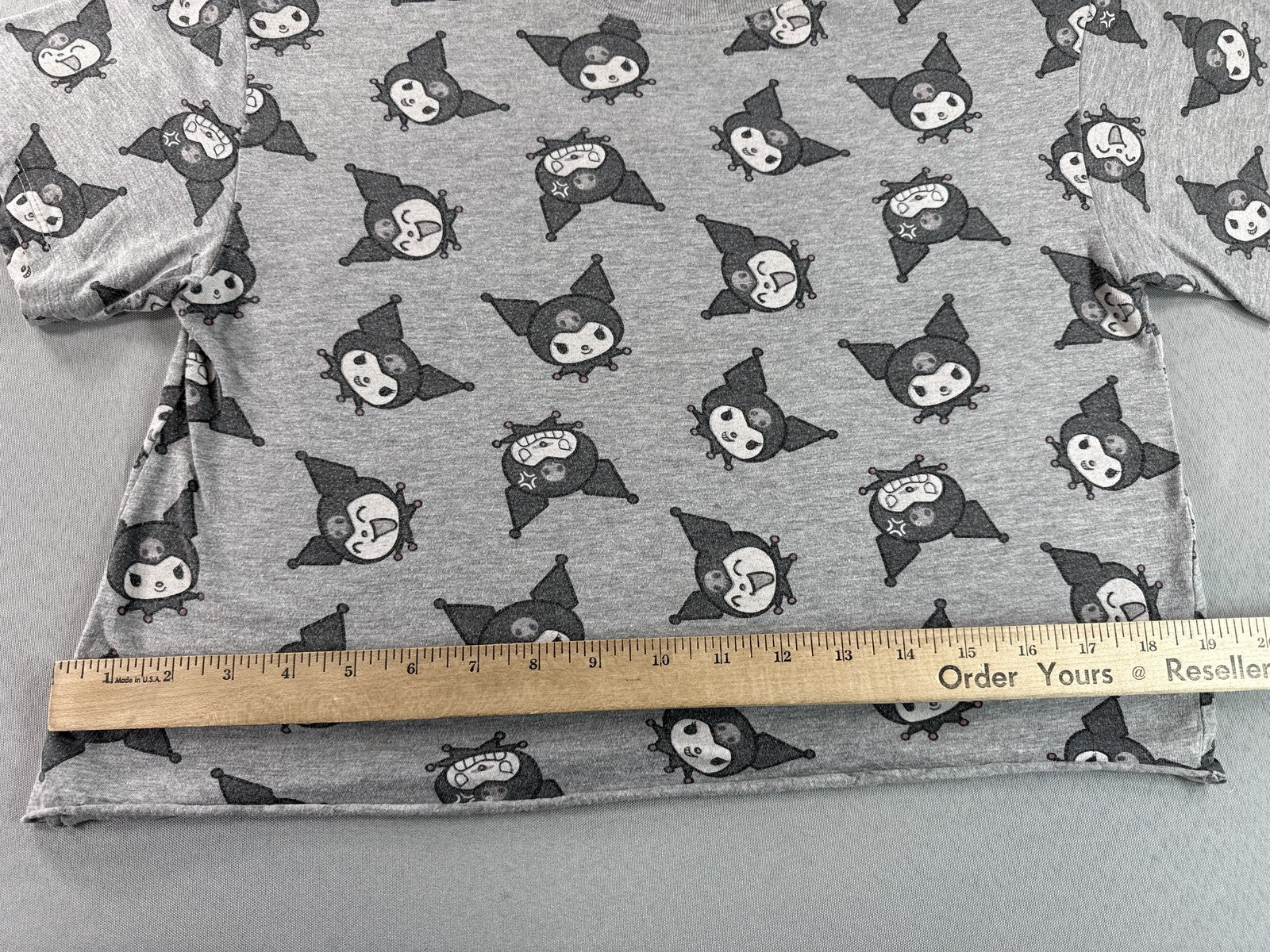 Hybrid Apparel Kuromi Anime Graphic Tee S Gray Cotton Blend Short Sleeve Mens