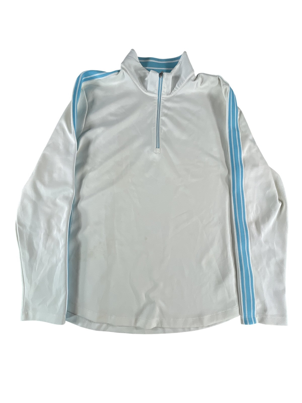 Greg Norman Pullover Shirt Mens XL White Blue PlayDry Golf Quarter Zip Athletic