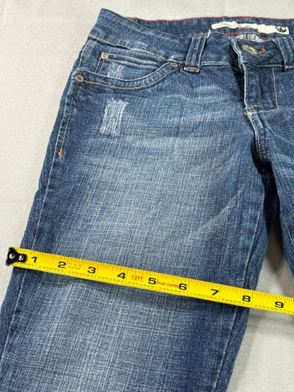True Freedom Capri Jeans Juniors 3 Blue Denim Stretch Cropped Bootcut Pants