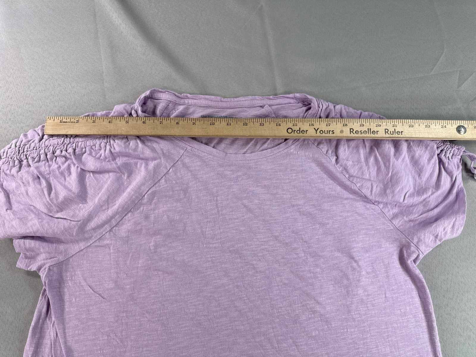 Sweatshirt Project Lavender Drawstring Top 1X Scoop Neck Short Sleeve Rayon Long