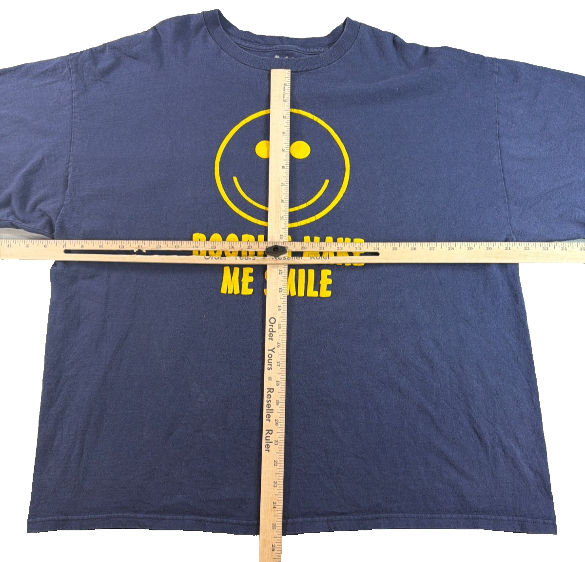 Boobies Make Me Smile Smiley Face Spencer's Navy Blue Novelty Humor Tee 2XL