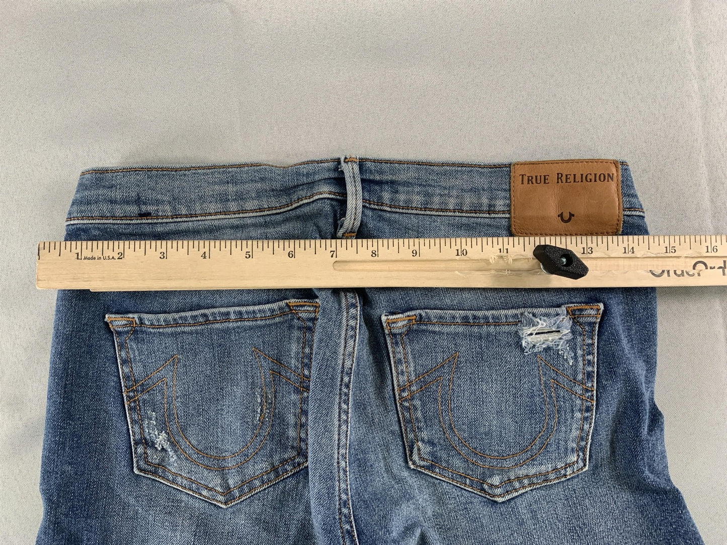 True Religion Jeans Womens 27 Sara Cigarette Distressed Zipper Hem Frayed Edge D