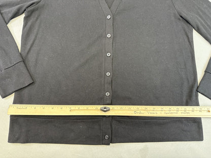 32 Degrees Heat Womens Black Neck Button Up Cardigan L/G Cotton Blend Long Solid