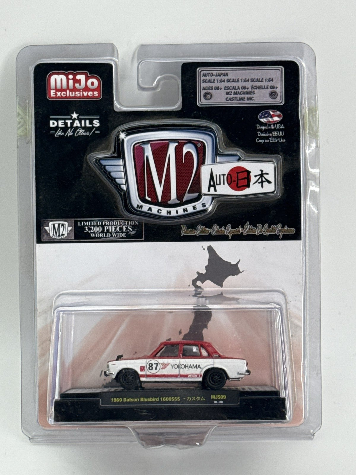 M2 Machines 69 Datsun Bluebird 1600SSS MiJo Yokohama 1:64 Limited 3200 Unbranded