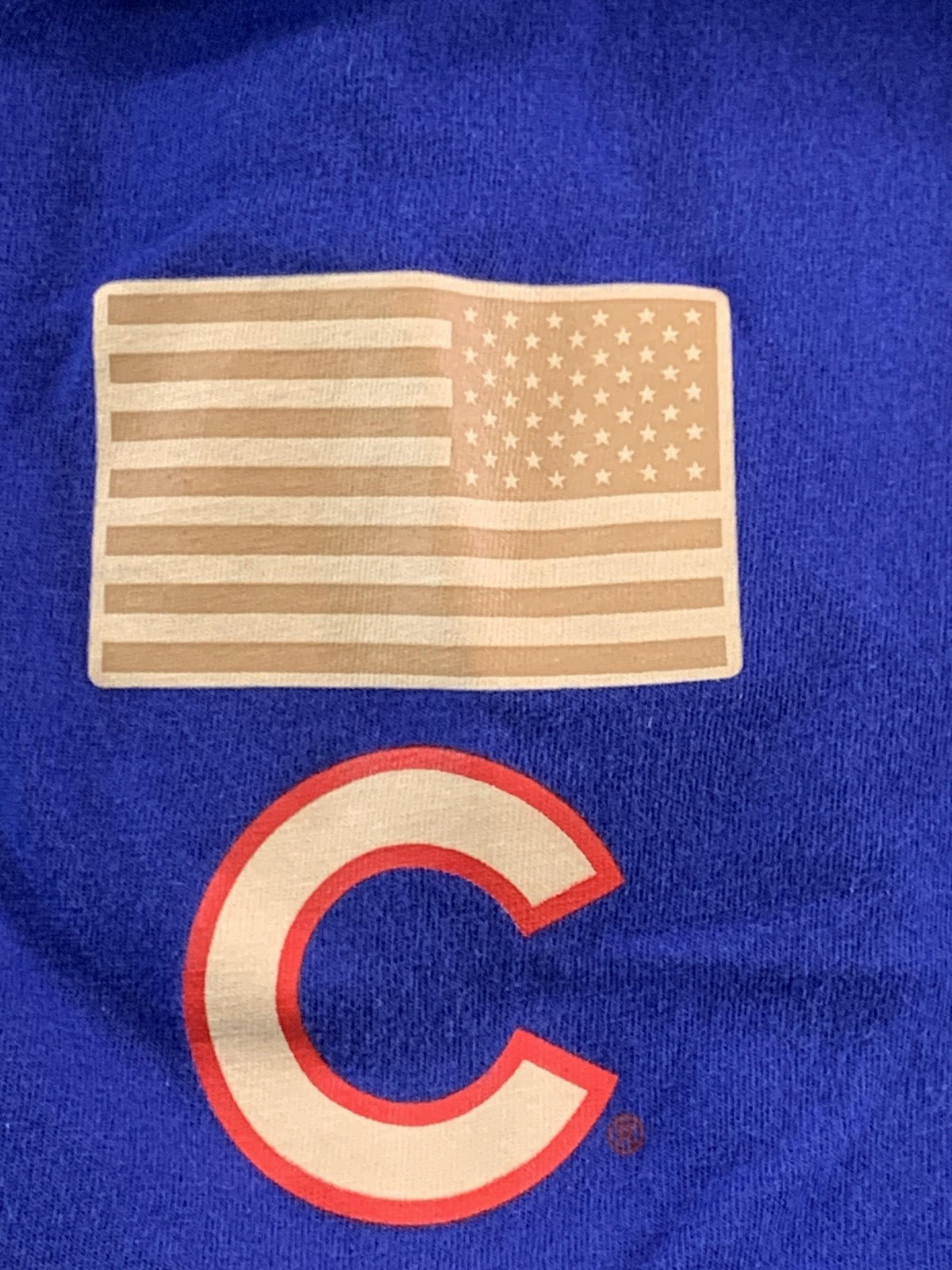 Chicago Cubs Shirt Mens Medium Blue MLB Baseball Nike Athletic Cut USA Flag Tee