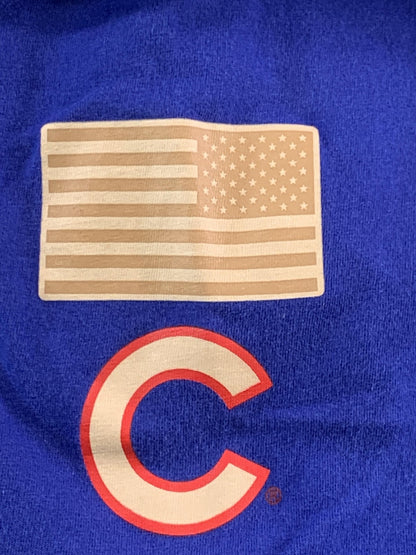 Chicago Cubs Shirt Mens Medium Blue MLB Baseball Nike Athletic Cut USA Flag Tee