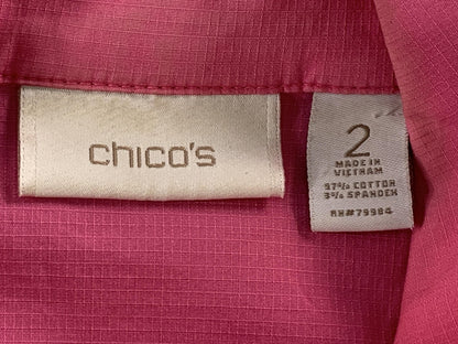 Chicos Jacket Womens 2 Short Sleeve Utility Safari Pockets Button Front Lightwei