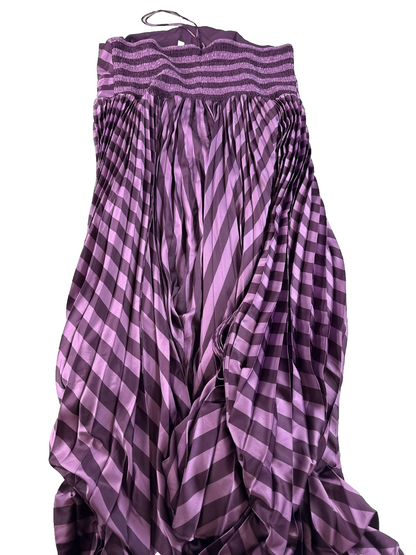 Anthropologie Hutch Purple Pleated Maxi Dress Striped Sleeveless Women’s 2X