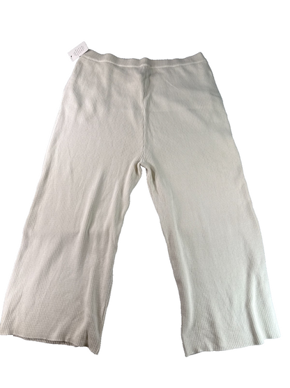 Eloquii Rib Knit Wide Leg Pants Cream Pull On Sweater Lounge Womens 26 28
