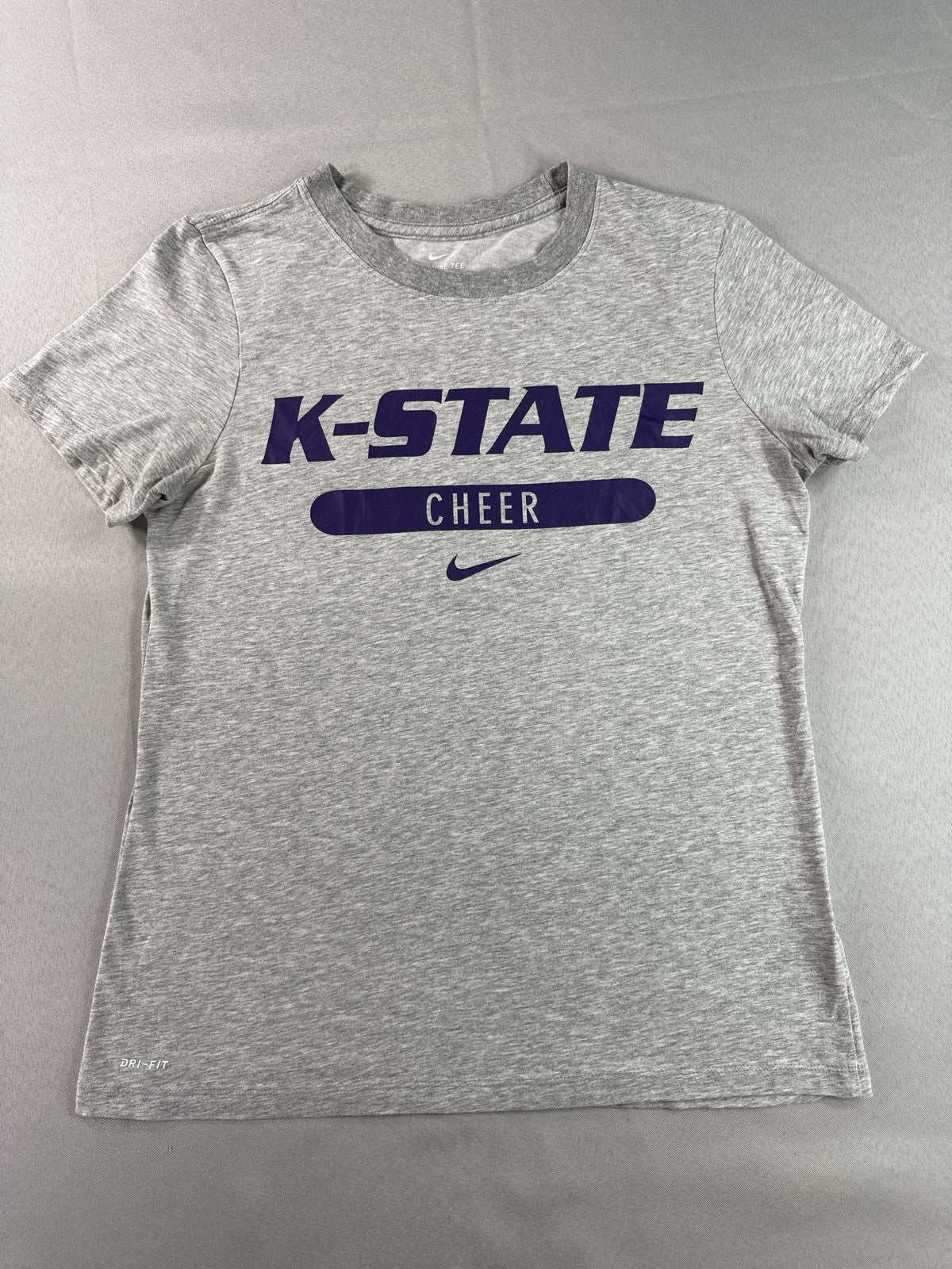 Nike K State Dri Fit Tee S Gray Polyester Athletic Crewneck Short Sleeve