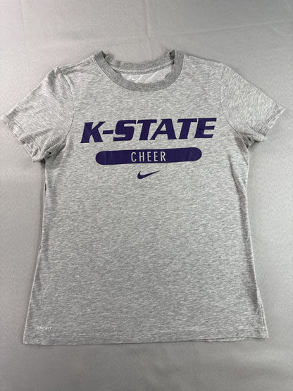 Nike K State Dri Fit Tee S Gray Polyester Athletic Crewneck Short Sleeve