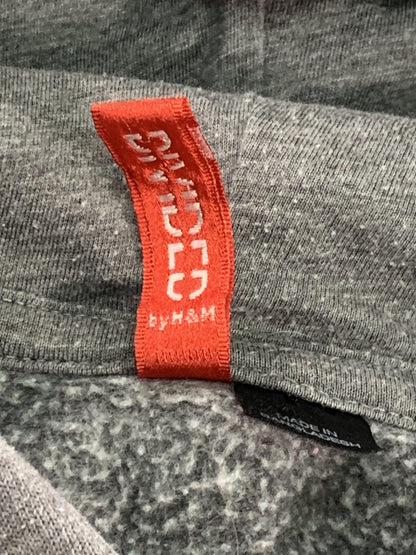 H&M Hoodie Womens 4 Gray Fleece Pullover Kangaroo Pocket LOGG Raglan Sleeve