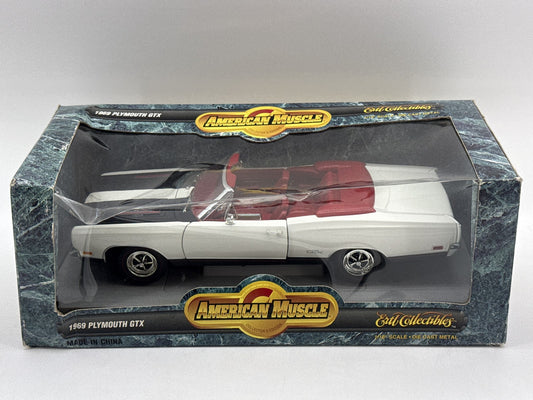 Ertl Collectibles Plymouth GTX Diecast Model Car 1:18 Scale White/Red Metal Hemi