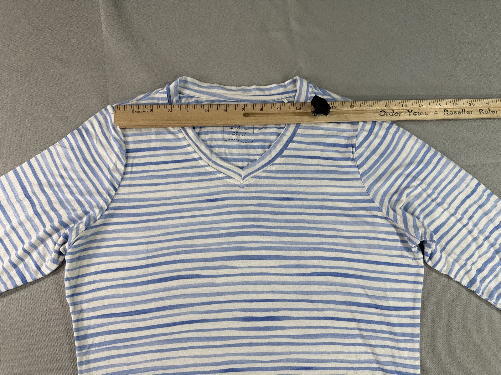 FDJ 1433885 Striped Long Sleeve Crewneck Top L Blue White Breathable Viscose Men