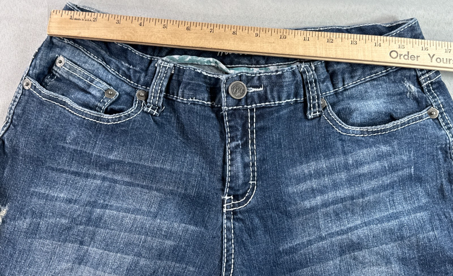 Maurices Bootcut Jeans Womens 13/14 Long Blue Stretch Denim Mid Rise Flare