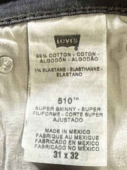 Levi's 510 Straight Leg Jeans 31x32 Gray Stretch Denim Regular Fit pocket Slim