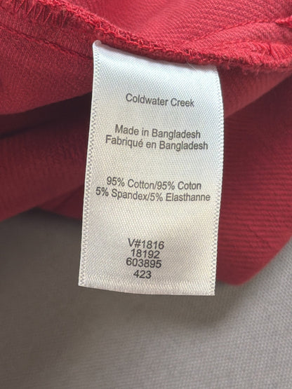 Coldwater Creek Red Denim Jacket Womens Medium Stretch Button Front Trucker