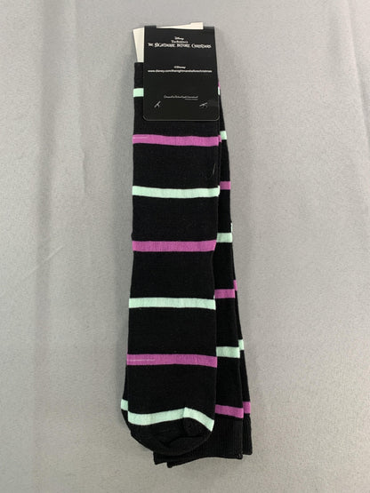 Disney Nightmare Before Christmas Socks Womens One Size Black Striped Knee High