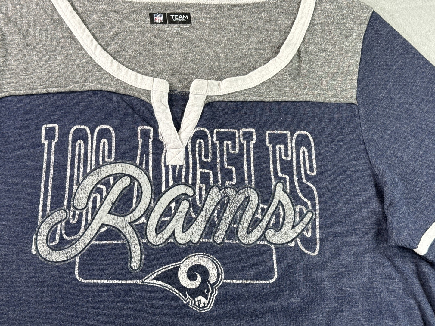 NFL Team Apparel Los Angeles Rams Neck Tee 2XL Blue Graphic Logo Polyester Women