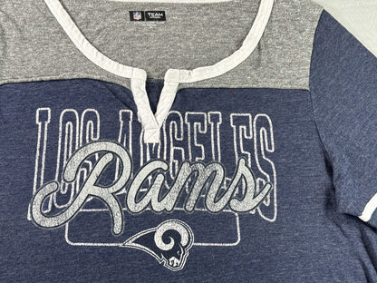 NFL Team Apparel Los Angeles Rams Neck Tee 2XL Blue Graphic Logo Polyester Women