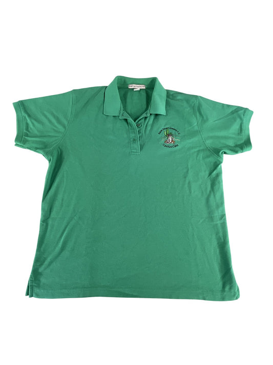 Port Authority Polo Shirt Womens Large Green Palm Desert Greens Golf Cactus Cats