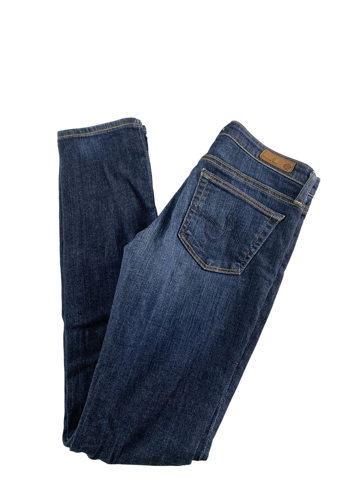 AG Adriano Goldschmied Stevie Slim Straight Jeans Womens 26R Blue Denim USA on